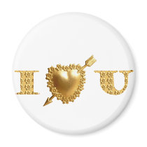 Gold I Love You - I HEART U Refrigerator Magnet