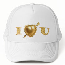 Gold I Love You - I HEART U Trucker Hat