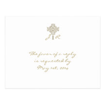 Gold Initials and Medallion RSVP Postcard