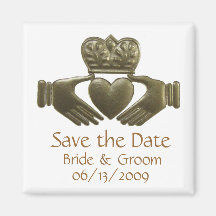 Gold Irish Claddagh - save the date Refrigerator Magnets