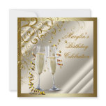 Gold Ivory Womans Elegant Gold Cream Birthday Announcement