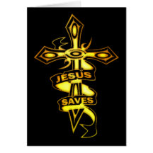 GOLD JESUS SAVES CROSS CARDS