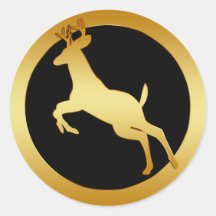 GOLD JUMPING DEER STICKERS
