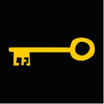 Gold Key on Black. Acrylic Cut Out