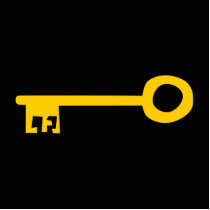Gold Key on Black. Cut Outs