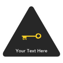 Gold Key on Black. Triangle Stickers