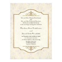 Gold & Lace Classic Formal Elegant Wedding Invite