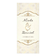 Gold & Lace Formal Elegant Wedding Dinner Menu Personalised Invitation