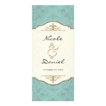 Gold & Lace Formal Elegant Wedding Dinner Menu Personalized Invite
