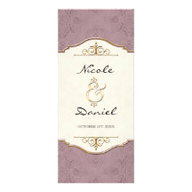 Gold & Lace Formal Elegant Wedding Dinner Menu Personalised Invitations