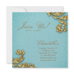 Gold Leaf Salon Elegant Damask Open House Promo invitations