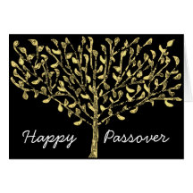 Gold Leaf Tree Passover Card