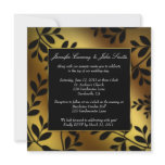 Gold Leaves Wedding Invitation Metallic