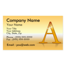 gold lettre "A" Cartes De Visite Personnelles