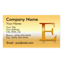 gold lettre "E" Cartes De Visite Personnelles