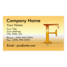 gold lettre "F" Cartes De Visite Professionnelles