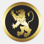 GOLD LION ROUND STICKER