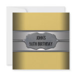 Gold Metal Mans 50th Birthday Party invitations