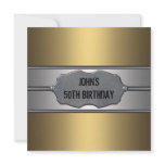 Gold Metal Mans 50th Birthday Party invitations