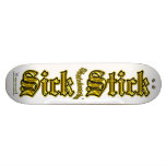 Gold Metal on Clear ~ Sick Stick Logo Pro Deck skateboards