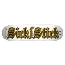 Gold Metal on White ~ Sick Stick Logo Pro Deck