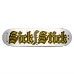 Gold Metal on White ~ Sick Stick Logo Pro Deck skateboards