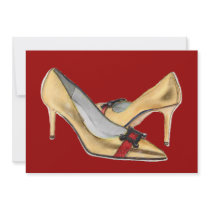 Gold Metallic Pumps with Red Crocodile