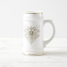 Gold Monogram Fencing Mask Gold Scroll Stein Coffee Mug