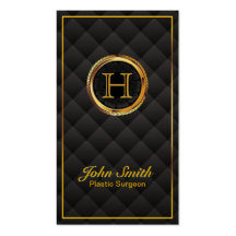 Gold Monogram Plastic Surgeon Business Card