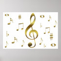 Gold Musical Notes Poster posters
