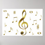 Gold Musical Notes Poster posters