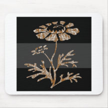 Gold n Silver Engraved Floral Black Beauty Mousemat