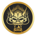 GOLD ORIENTAL DRAGON HEAD stickers