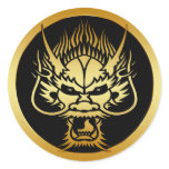 GOLD ORIENTAL DRAGON HEAD stickers