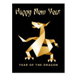 Gold Origami Year of the Dragon on Black  2012 Postcard