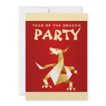Gold Origami Year of the Dragon on Red 2012 Party invitations