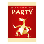 Gold Origami Year of the Dragon on Red 2012 Party Personalised Announcement