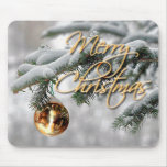 GOLD ORNAMENT & FIR BOUGH by SHARON SHARPE Mouse Mats