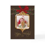 Gold Ornament Frame Photo Christmas Card