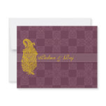 Gold Paisley and Mauve Wedding Invitation RSVP