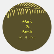 Gold Palm Frond Invitation Sticker