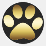 GOLD PAW PRINT ROUND STICKERS