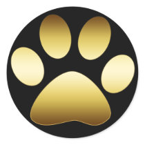 GOLD PAW PRINT ROUND STICKERS