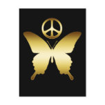 GOLD PEACE SIGN & BUTTERFLY postcards