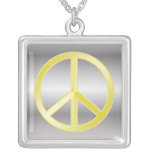 Gold Peace Symbol on Silver Pendants
