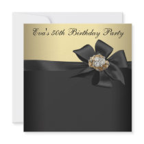 Gold Pearl Black Gold 50th Birthday Party Invitati