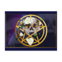 Gold Pentagram-Skull-White Roses Shirts postcards