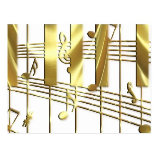 Gold Piano Keyboard Postcards