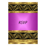 Gold Pink Birthday Party RSVP Invitations