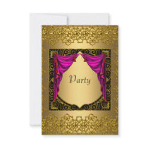 Gold Pink  Party Personalized Invitations